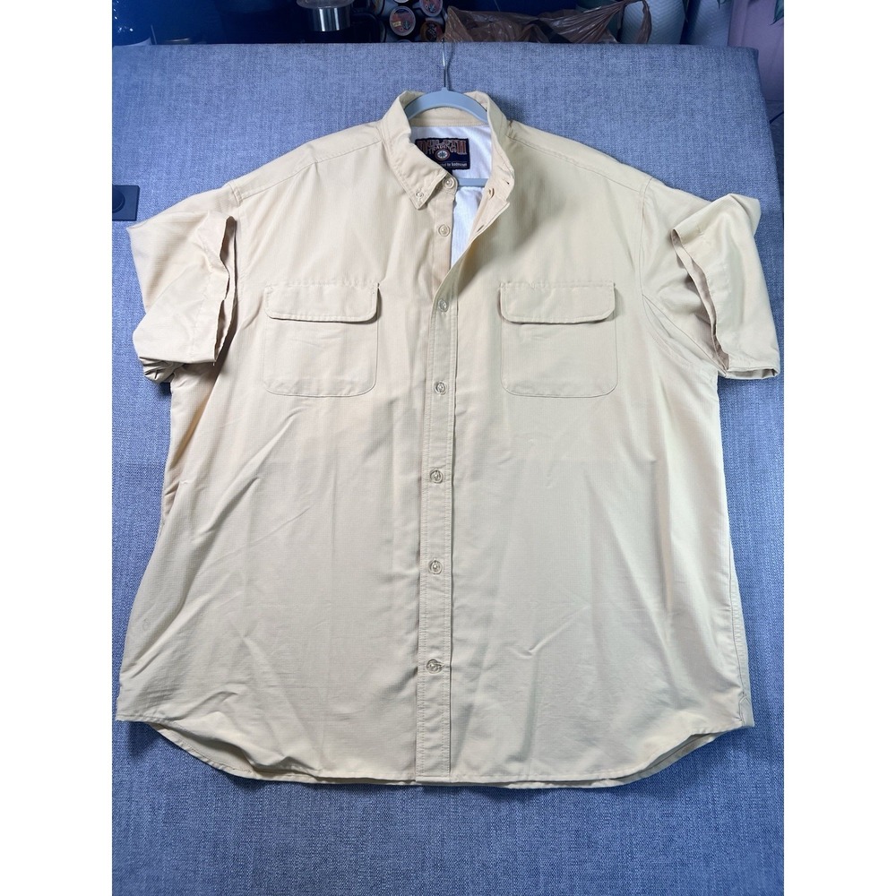 Duluth Trading Co Men's 2XL Yellow Short Sleeve Button Front Fishing Shirt